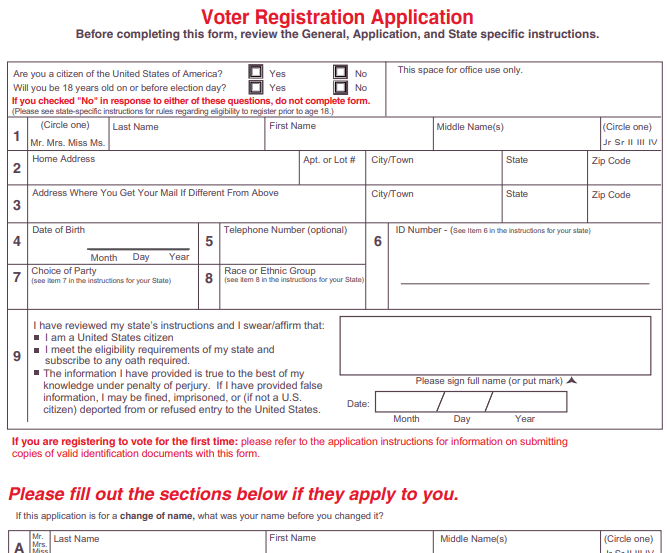 Form California Voter Registration Image