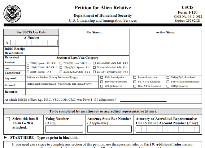 Form I-130 Image
