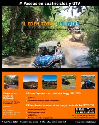 Entertainments paseos en cuatriciclos y utv Pueblo Edén