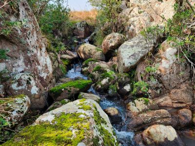 Cascada sobre naciente cañada azul