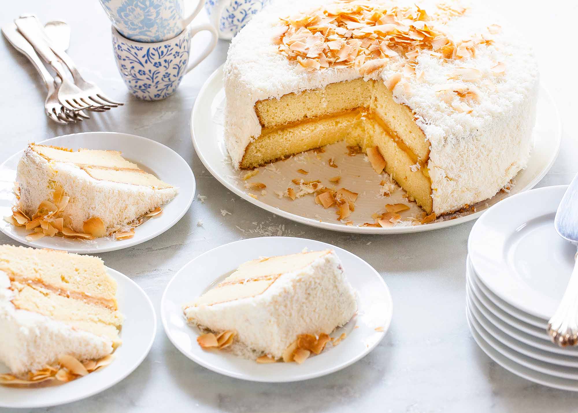 Coconut Cake with Lemon Curd and Vanilla Buttercream