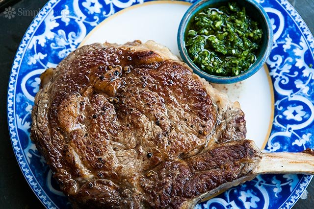 Cowboy Steak with Chimichurri Sauce