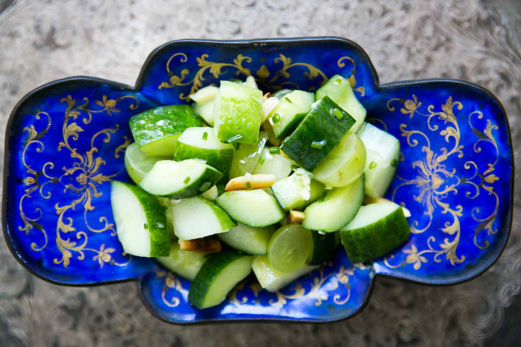 Cucumber Salad with Grapes and Almonds