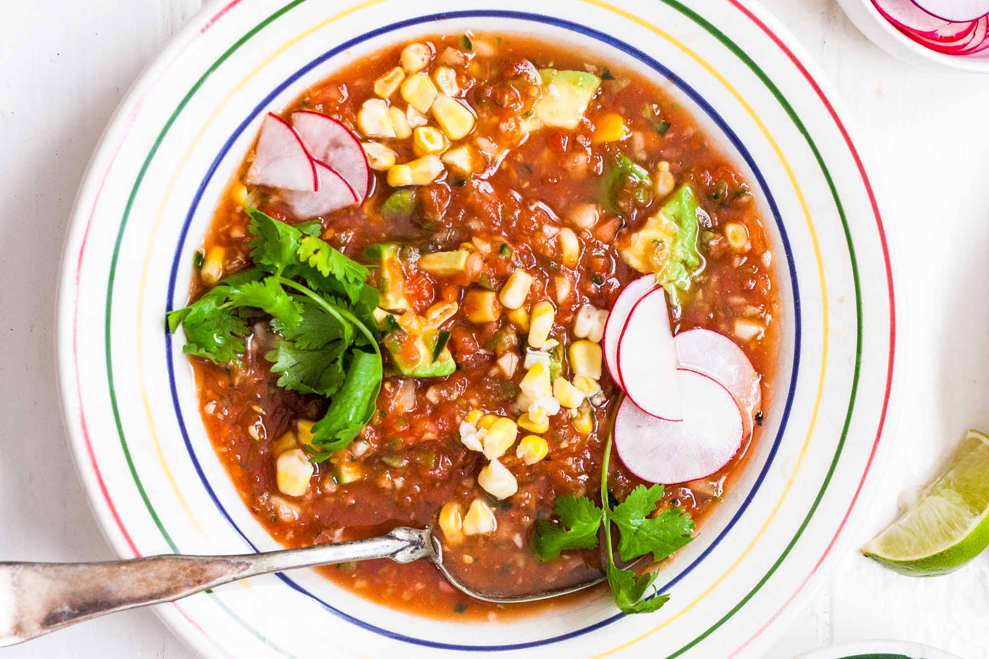 Gazpacho with Avocado and Corn