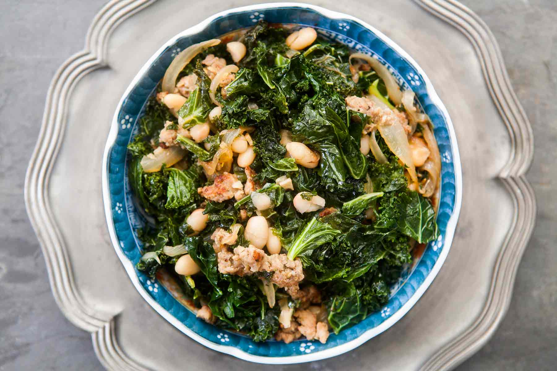 Kale with Sausage and White Beans