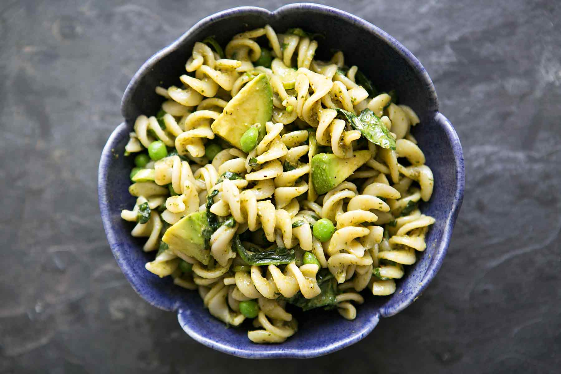 Pesto Pasta with Spinach and Avocado