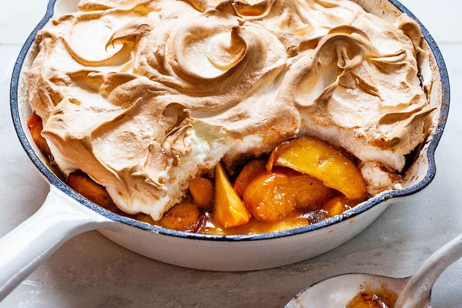 Summer Peaches with Baked Meringue