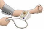 A person checking his or her blood pressure.