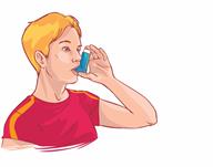 A person using a respiratory inhaler.