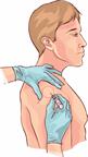 A person receiving an injection in the upper arm.
