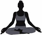 A silhouette of a person sitting on the floor doing yoga (the easy pose).
