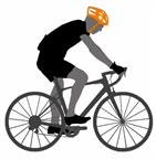 A person riding a bicycle wearing a safety helmet.