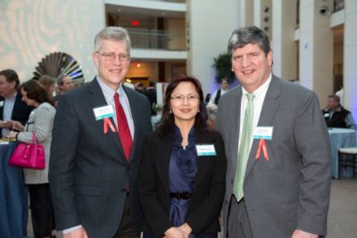 Gregor Smith, PEM Corporate Committee member and Principal at Smith + St. John; Daniele Capalbo and Brian Gregory, PEM Corporate Committee member and Senior VP at Boston Private. Photograph by Kathy Tarantola / PEM