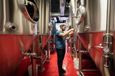 Adam in Bent Water Brewing room