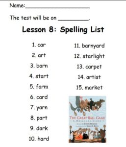 Spelling List for Lesson 08