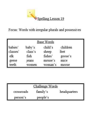 Spelling Lesson 19