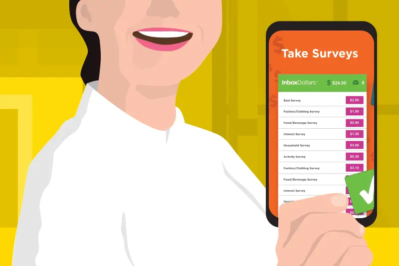 Hispanic Woman Holding Phone With Inbox Dollars Picture