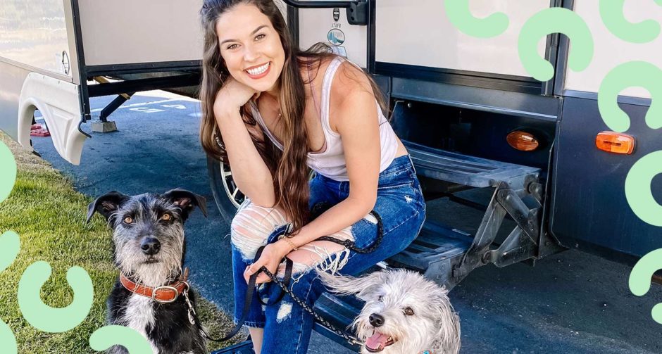 girl dog peanut butter