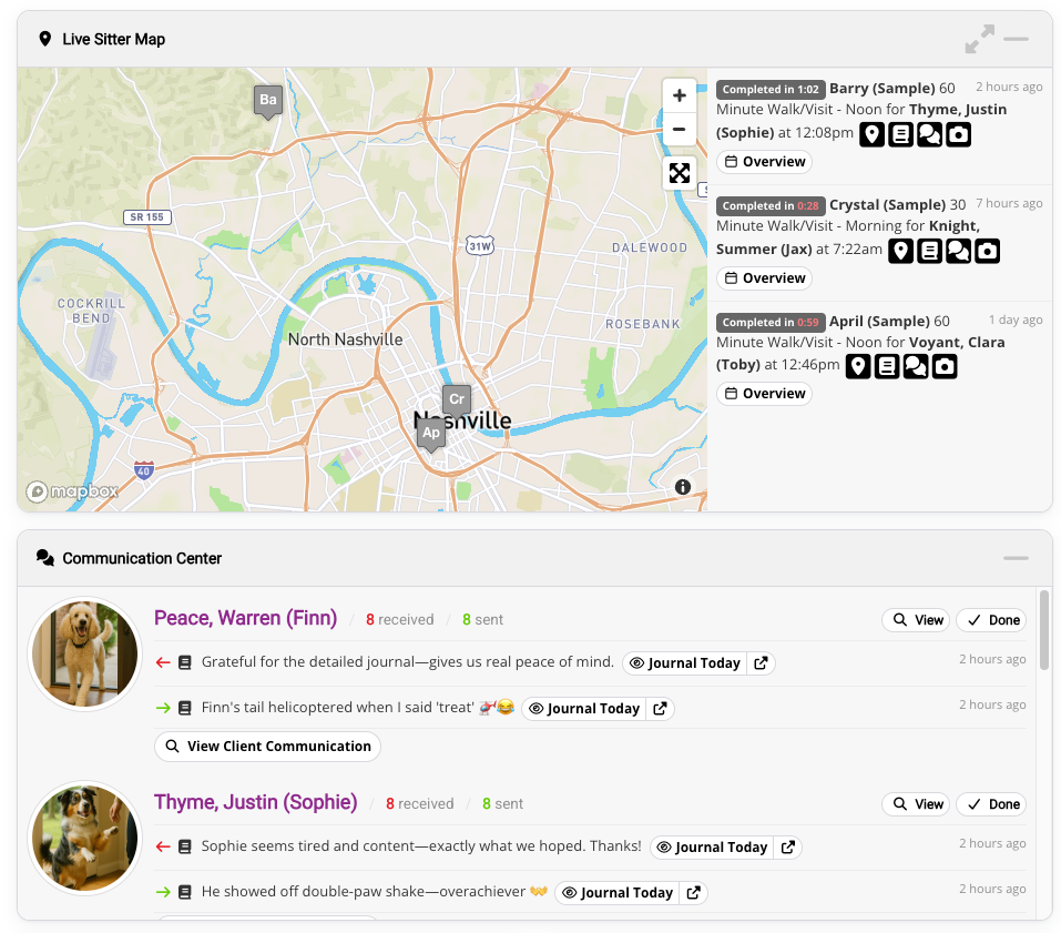 Monitor visits from the management side in Precise Petcare