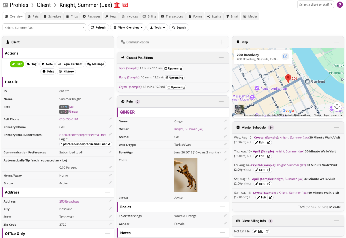 Keep client and pet information usable in Precise Petcare