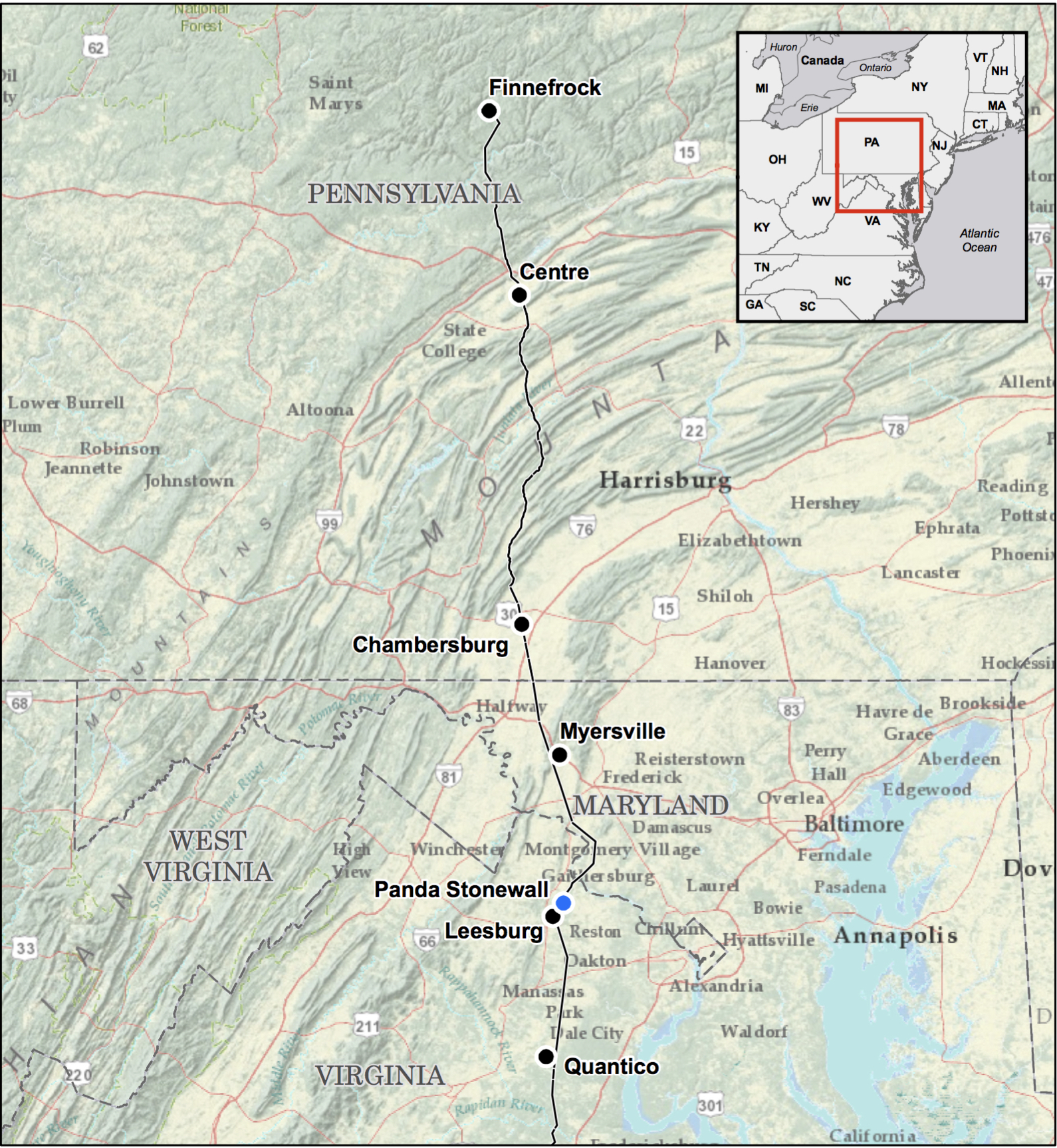 Leidy South Project route