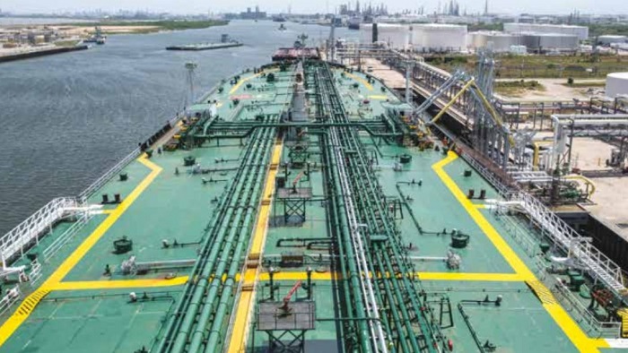 A Suezmax tanker at Corpus Christi. (source: Trafigura)