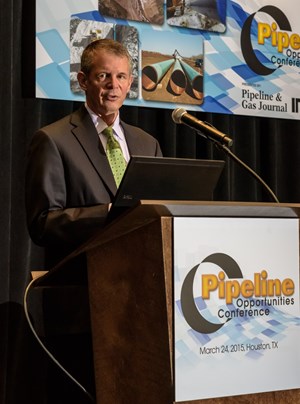 Don Santa Speaks at the Pipeline Opportunities Conference in Houston (P&GJ photo)