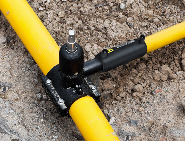 An excess flow valve installed in the gas service line.