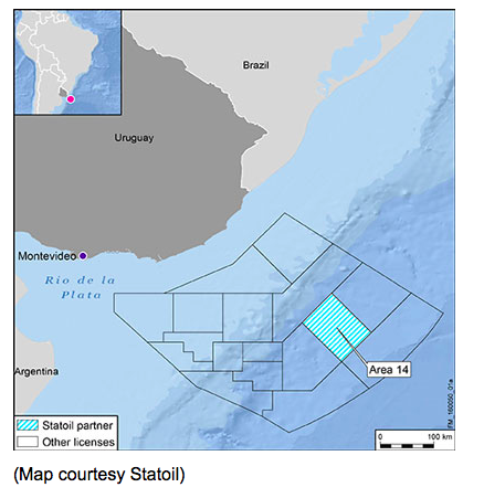Statoil is acquiring a 15% interest in Block 14, offshore Uruguay.
