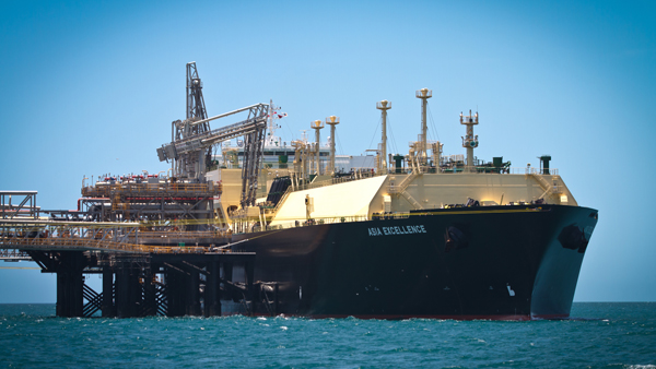 The Asia Excellence loading the first Gorgon liquefied natural gas (LNG) cargo for delivery into Japan. The first cargo highlights the company's growing leadership as an LNG supplier.
