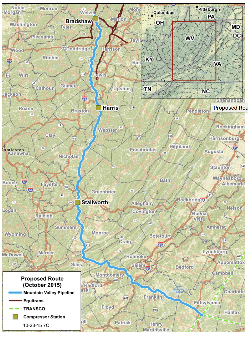 Mountain Valley Pipeline map