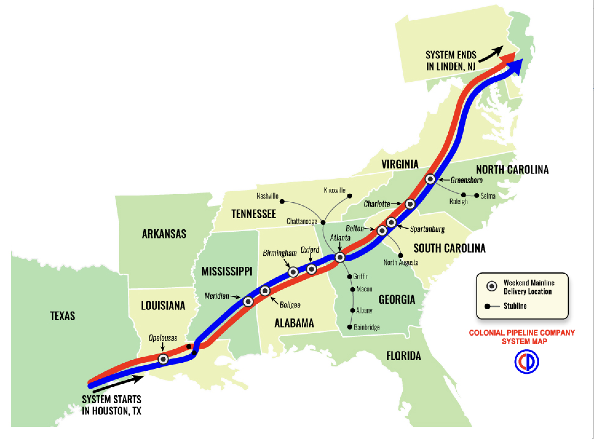 colonial pipeline map