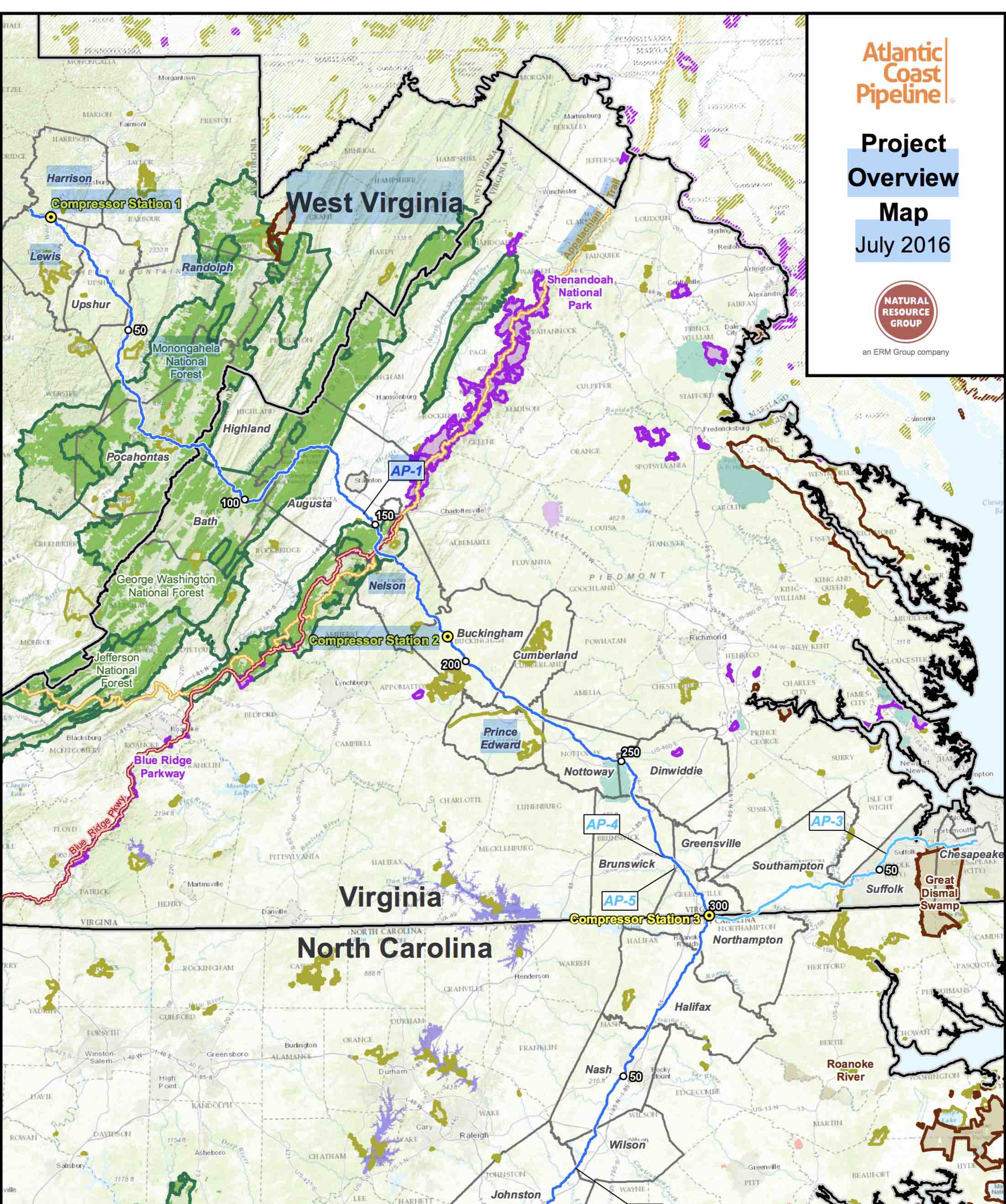 Atlantic Coast Pipeline route