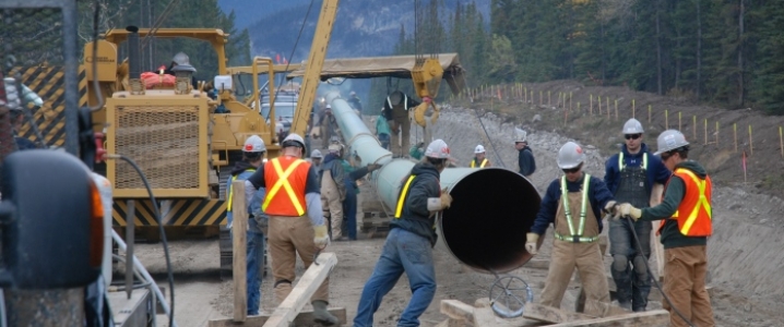 Work on a pipeline construction project being done
