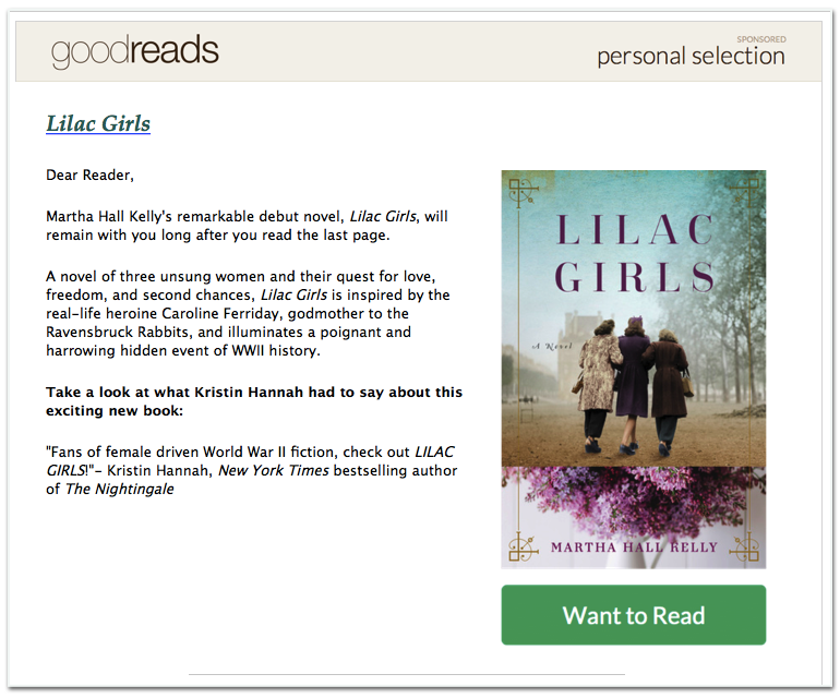 The Successful Marketing Behind The Debut Novel Lilac Girls Goodreads News Interviews