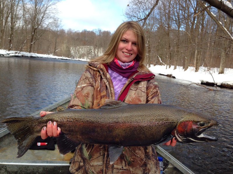 Caught a Rainbow Trout on Salmon River, New York using a 8mm chartreuse