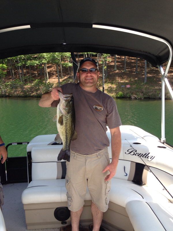 Caught a Largemouth Bass on Lake Arrowhead using a wacky worm