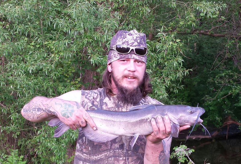 Caught a Blue Catfish on Rock river Wisconsin using a slip rig