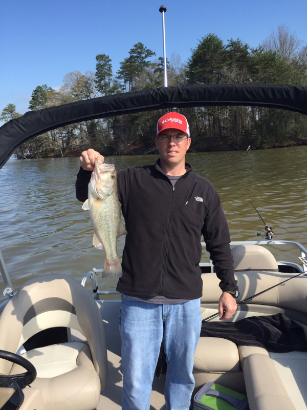 Caught a Largemouth Bass on Badin Lake using a Strike King crankbait
