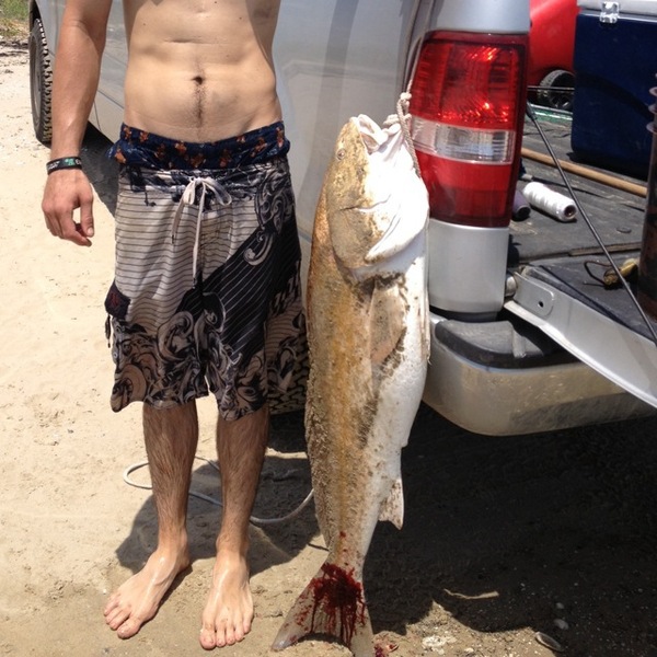 Surf fishing with Dad for some Bull Reds on Holly Beach, LA 