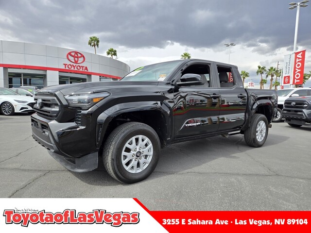 Black 2024 Toyota Tacoma SR5 Double Cab 4WD Pickup Truck Four-Wheel Drive Automatic