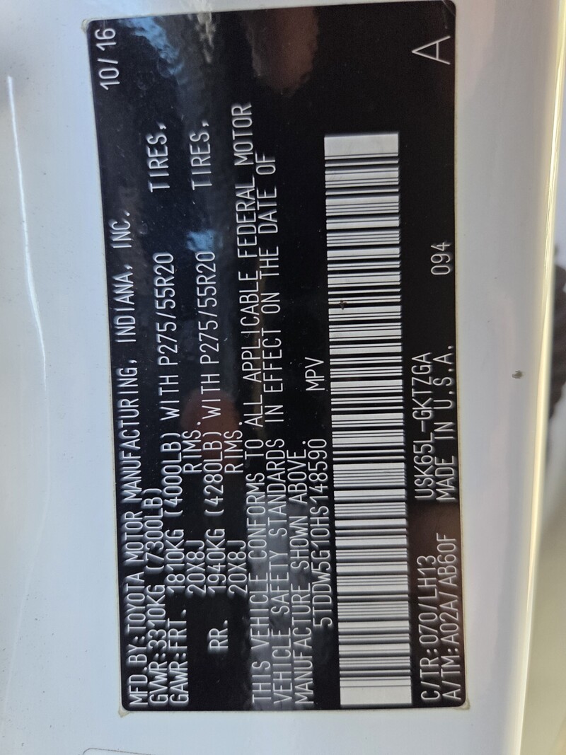 Used 2017 TOYOTA SEQUOIA PLATINUM in JACKSONVILLE, FLORIDA