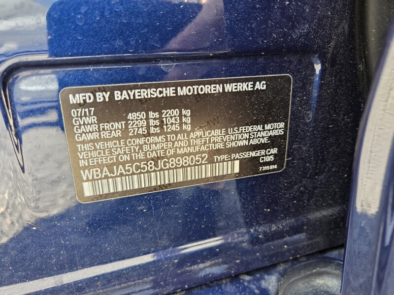 Used 2018 BMW 5 SERIES 530I in JACKSONVILLE, FLORIDA