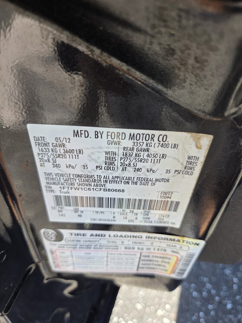 Used 2012 FORD F-150 2WD SUPERCREW 145