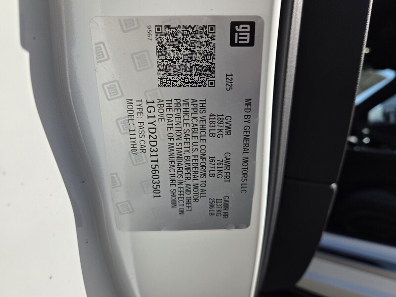 New 2026 CHEVROLET CORVETTE 1LZ in JACKSONVILLE, FLORIDA