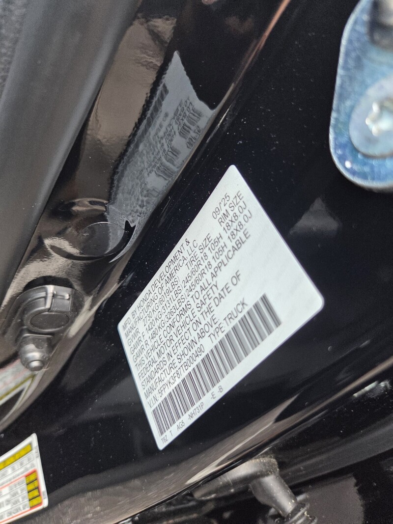 New 2026 Honda Ridgeline BLACK EDITION in JACKSONVILLE, FLORIDA