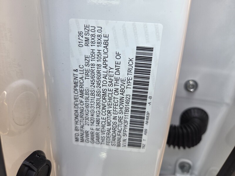 New 2026 Honda Ridgeline SPORT in JACKSONVILLE, FLORIDA