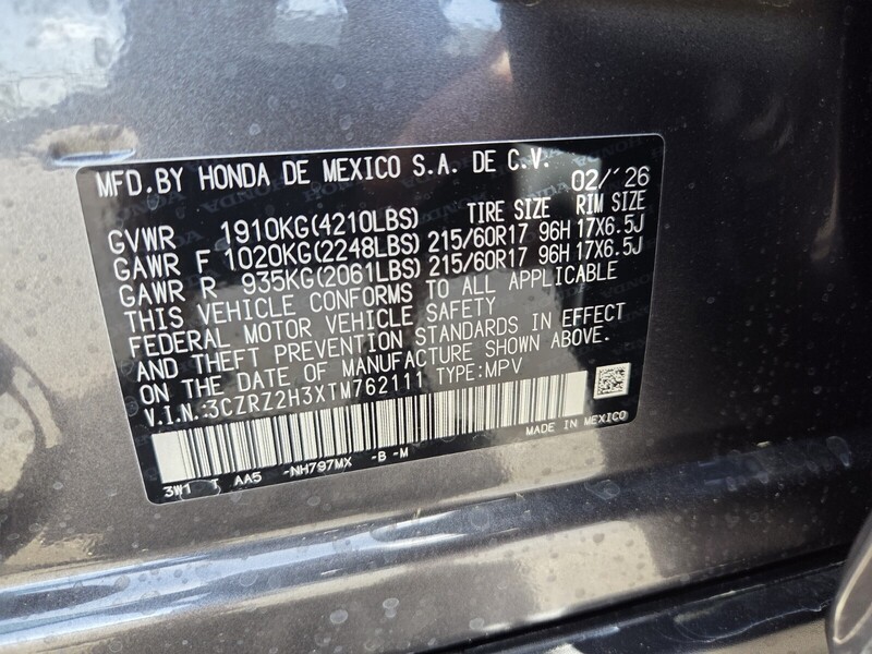 New 2026 Honda HR-V LX in JACKSONVILLE, FLORIDA