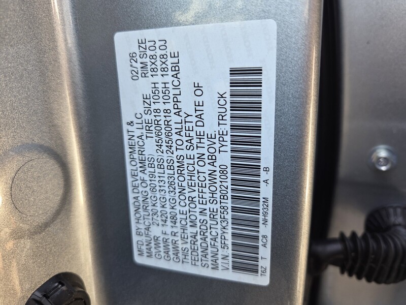 New 2026 Honda Ridgeline RTL in JACKSONVILLE, FLORIDA