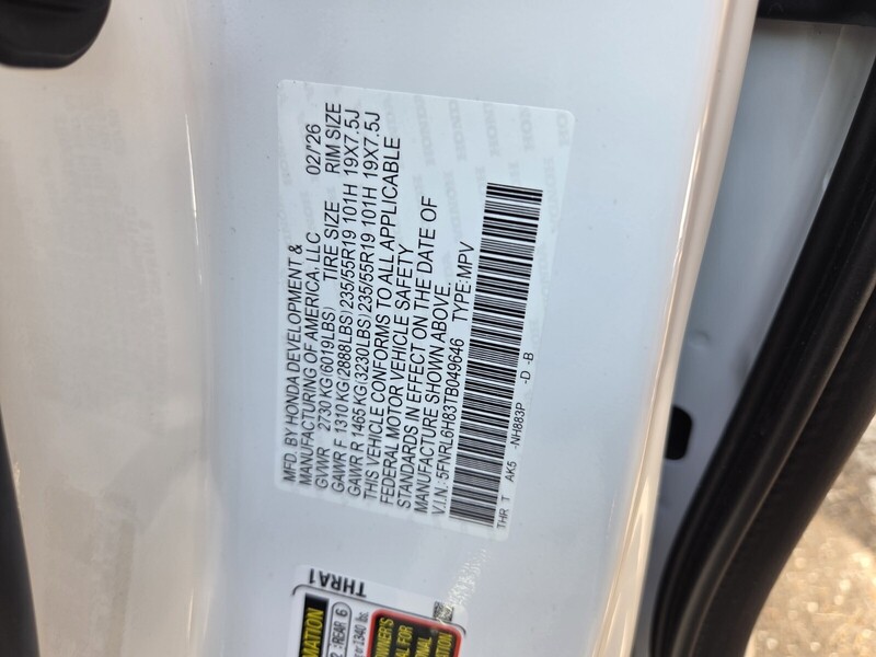 New 2026 Honda Odyssey TOURING in JACKSONVILLE, FLORIDA